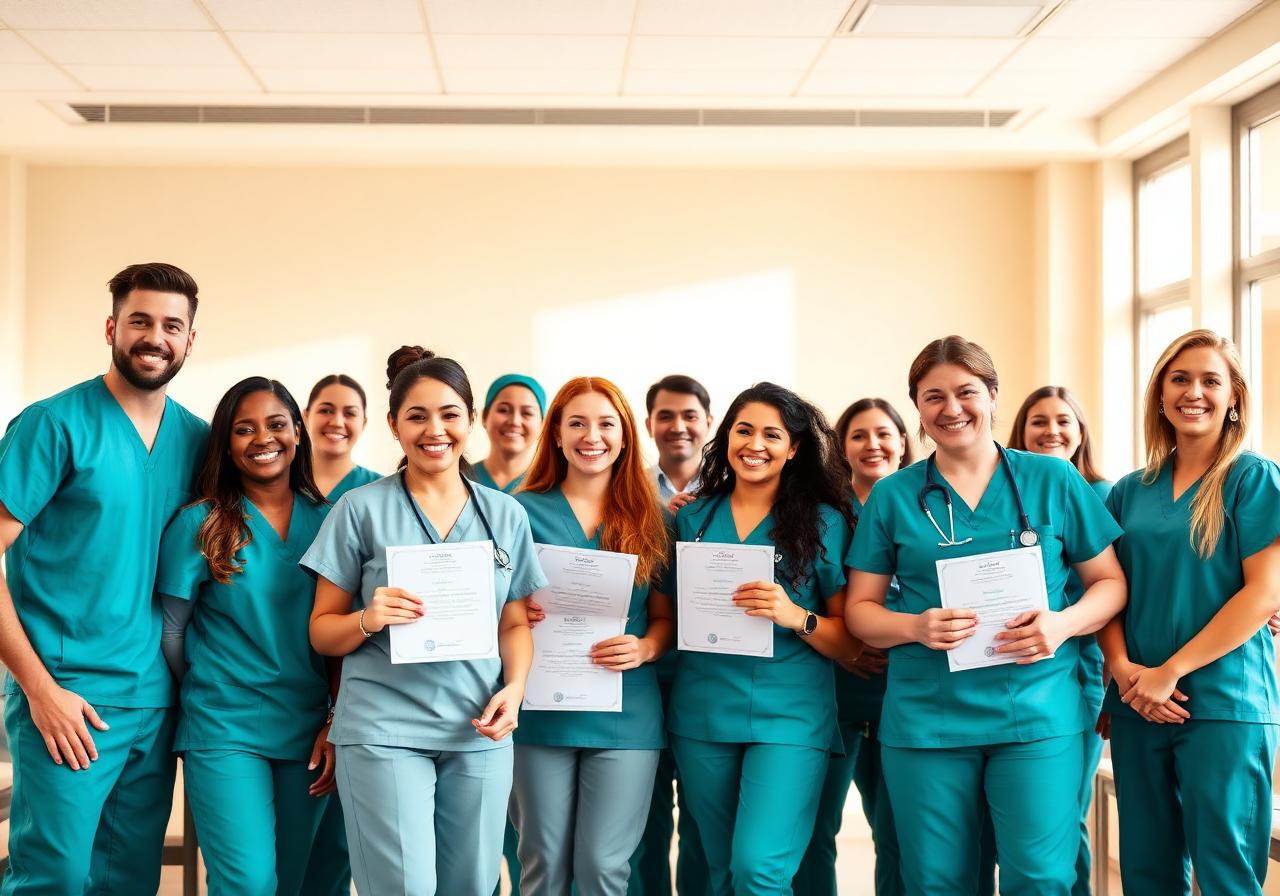 Luna Nurse graduating students holding their certificates
